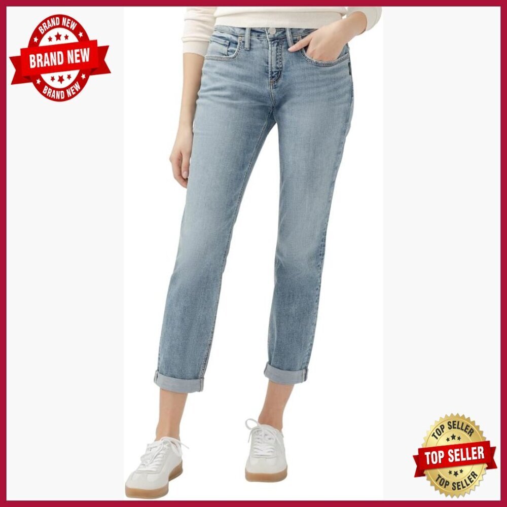 Relaxed Boyfriend Fit Jeans, Mid Rise Slim Leg, Stretch Denim